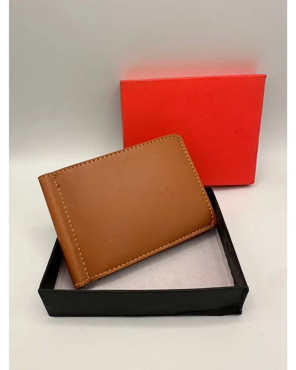 Brown_Faux_Leather_Slim_Bifold_Wallet_For_Men