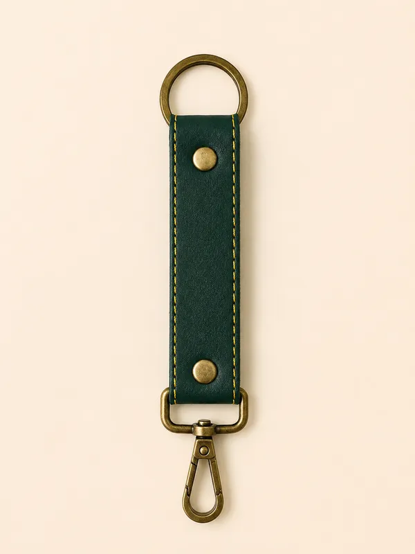 Green_Faux_Leather_Personalized_Keychain_For_Men