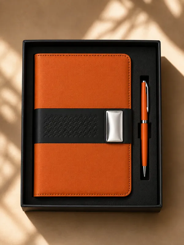 Hawkbros_Orange_Faux_Leather_Notebook_And_Pen_Gift_Set_Pack_Of_2
