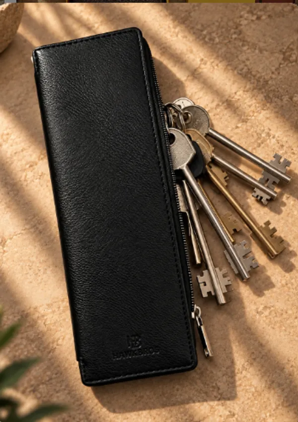 Black_Faux_Leather_Key_Pouch_For_Unisex