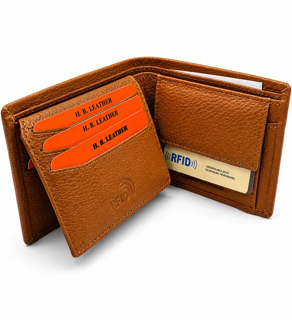 Brown_Leather_Geometric_Grid_Bi-Fold_Wallet_For_Men