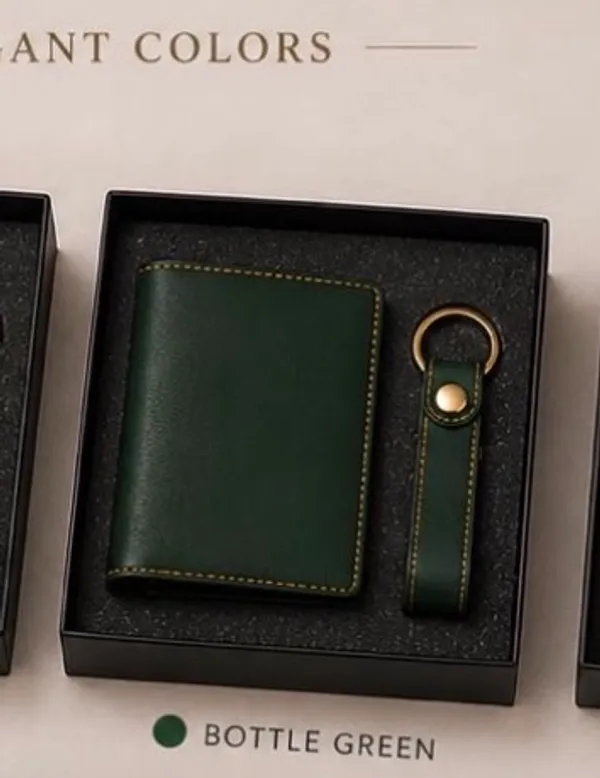 Bottle_Green_Faux_Leather_Wallet_And_Keychain_Set_For_Men_Pack_Of_2