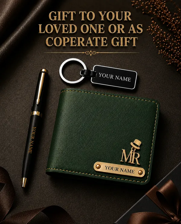 Green_Faux_Leather_Wallet_Pen_Keychain_Gift_Set_For_Men_Pack_Of_3