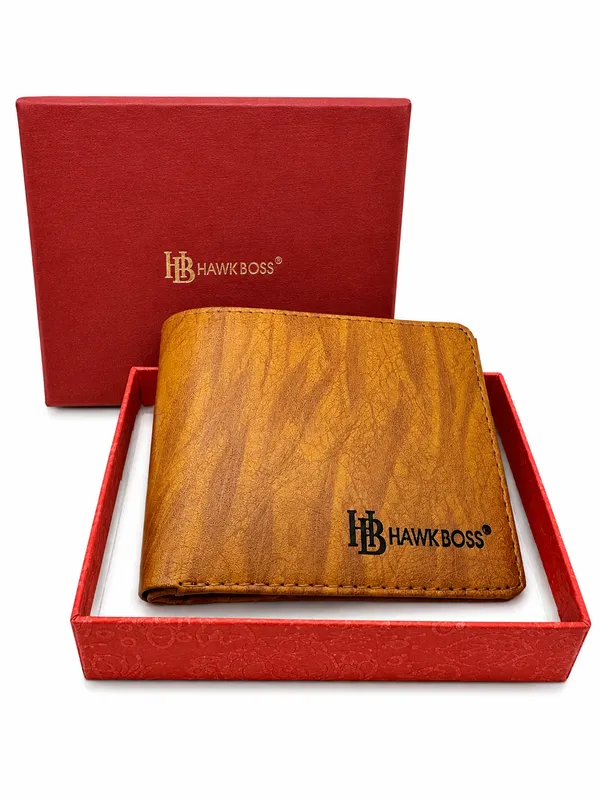 Tan_Brown_Faux_Leather_Textured_Bifold_Wallet_For_Men