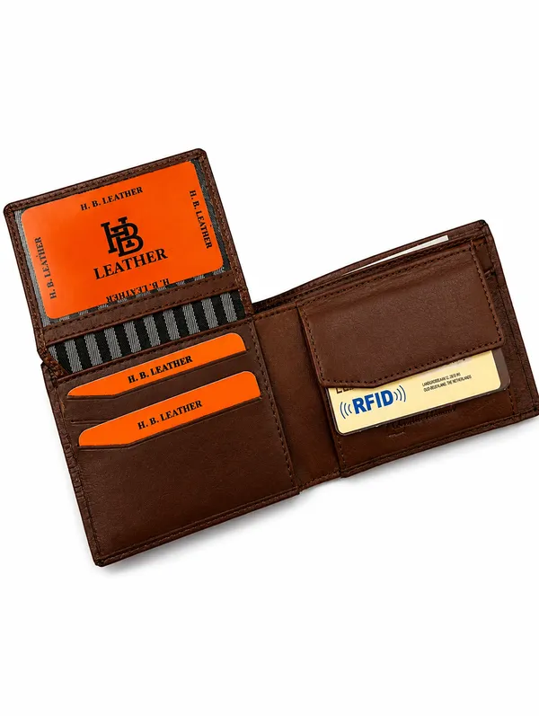 Brown_Leather_Geometric_Embossed_Bi-Fold_Wallet_For_Men