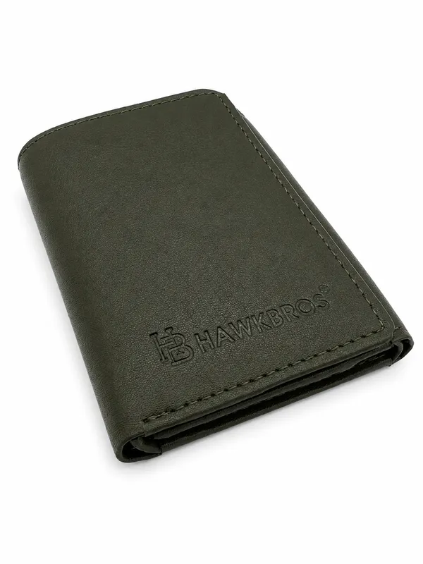 Green_Faux_Leather_Textured_Compact_Wallet_For_Men