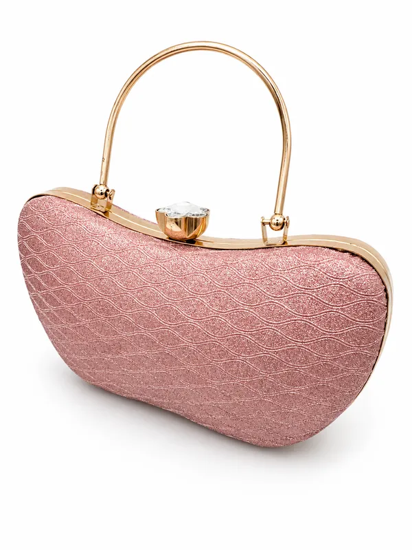 Pink_Faux_Leather_Frame_Clutch_Handbag_For_Women