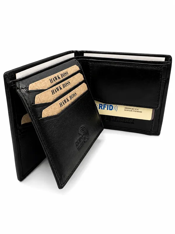 Black_Leather_Textured_Bifold_Wallet_For_Men