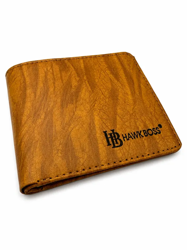 Tan_Brown_Faux_Leather_Textured_Bifold_Wallet_For_Men