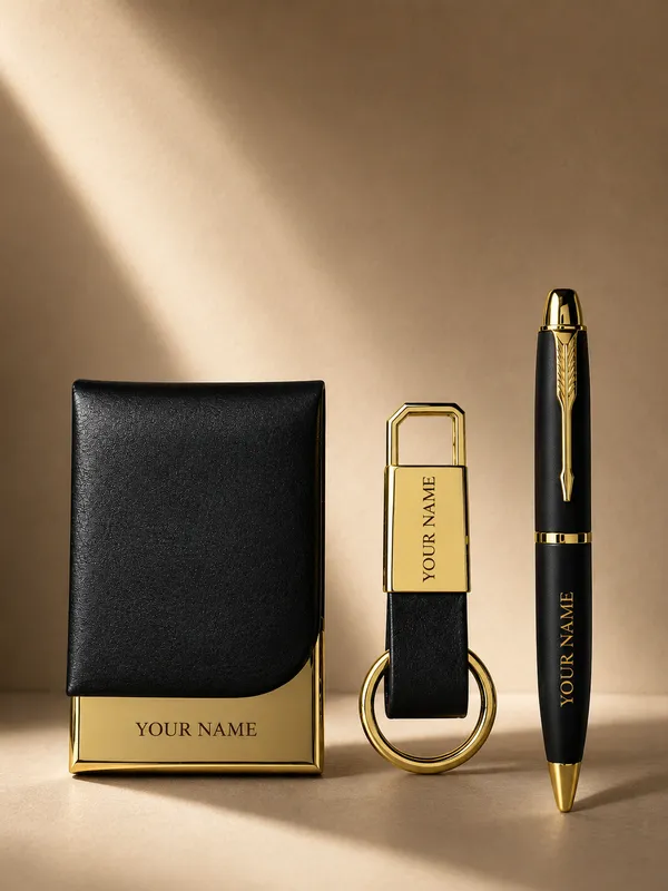 Hawkbros_Black_Faux_Leather_Cardholder_Keychain_And_Pen_Gift_Set_Pack_Of_3