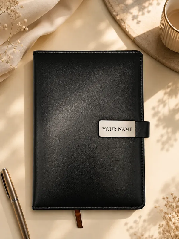 Black_Faux_Leather_Personalized_A5_Notebook