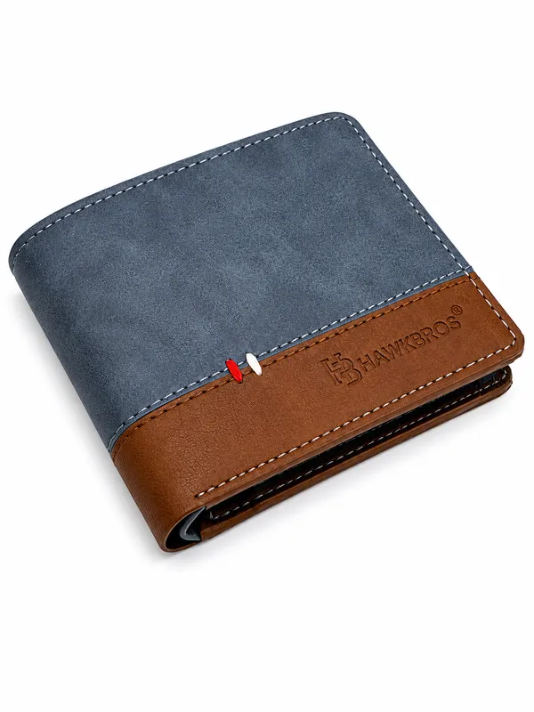 Blue_Brown_Faux_Leather_Two-Tone_Bifold_Wallet_For_Men