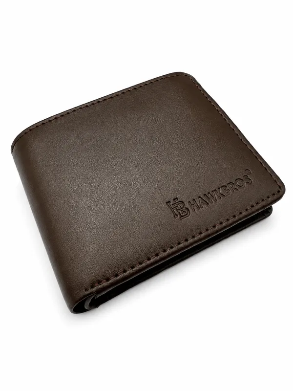 Brown_Faux_Leather_Textured_Bi-Fold_Wallet_For_Men