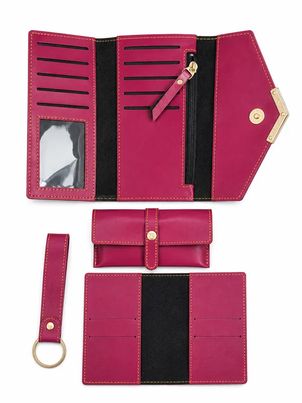 Pink_Faux_Leather_Multi-Compartment_Wallet_Gift_Set_For_Women_Pack_Of_4