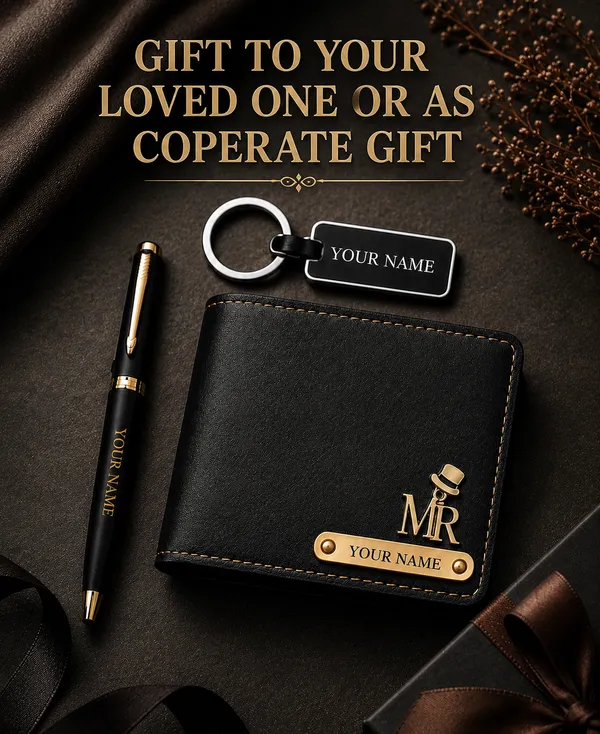 Black_Faux_Leather_Bifold_Wallet_Pen_Keychain_Gift_Set_For_Men_Pack_Of_3
