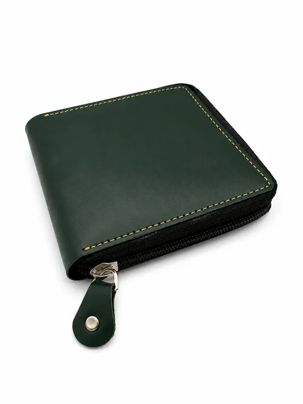 Green_Faux_Leather_Zip_Around_Wallet_For_Men