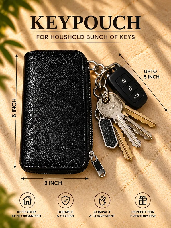 Black_Faux_Leather_Key_Pouch_For_Unisex