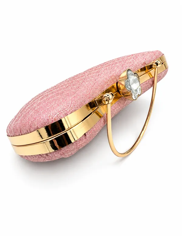 Pink_Faux_Leather_Frame_Clutch_Handbag_For_Women