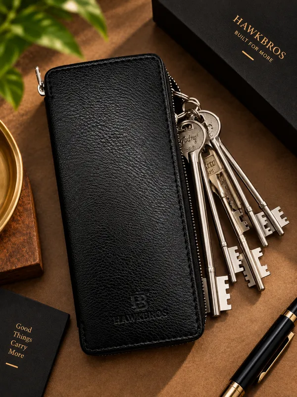 Black_Faux_Leather_Key_Pouch_For_Unisex