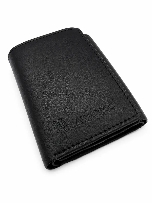 Black_Faux_Leather_Textured_Bifold_Wallet_For_Men