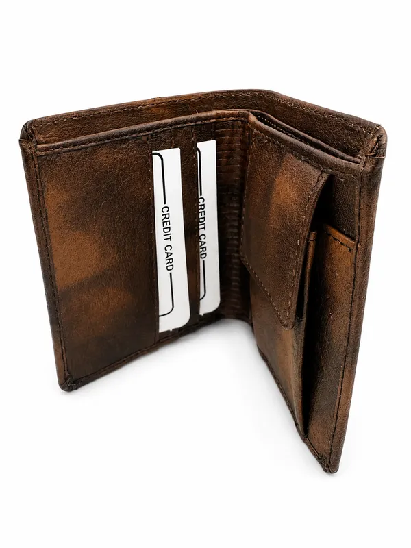 Brown_Faux_Leather_Textured_Compact_Wallet_For_Men