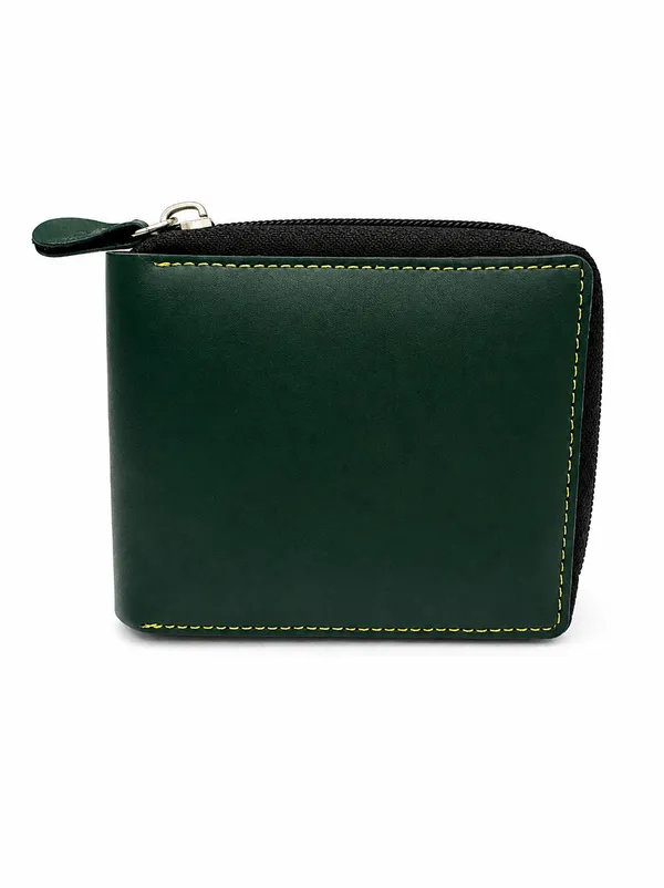 Green_Faux_Leather_Zip_Around_Wallet_For_Men