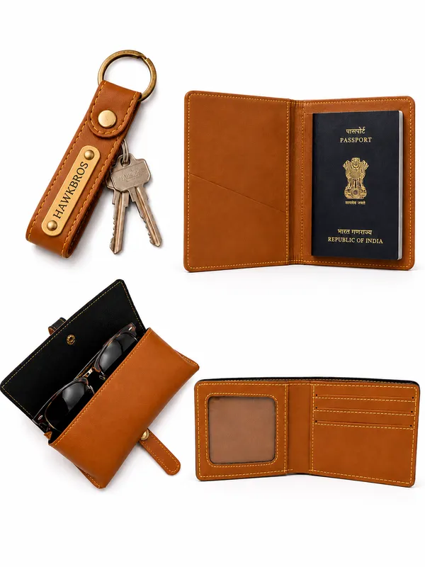 Brown_Faux_Leather_Travel_Accessories_Set_For_Men_Pack_Of_4