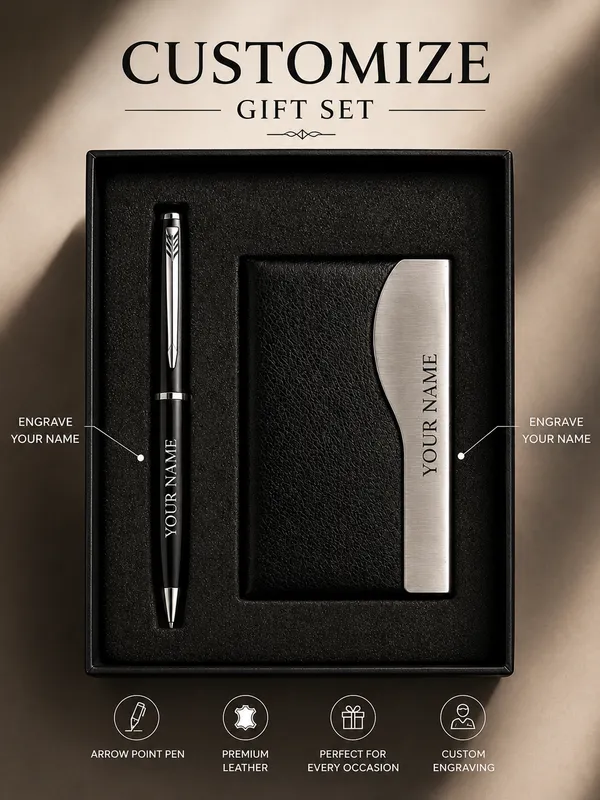 Hawkbros_Black_Faux_Leather_Pen_And_Card_Holder_Gift_Set_Pack_Of_2