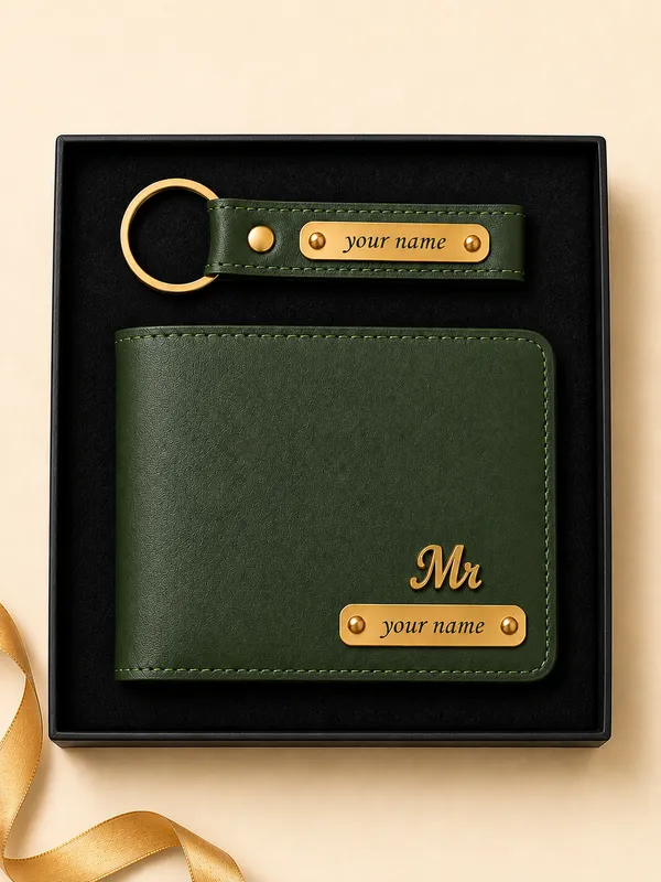 Green_Faux_Leather_Wallet_And_Keychain_Set_For_Men_Pack_Of_2