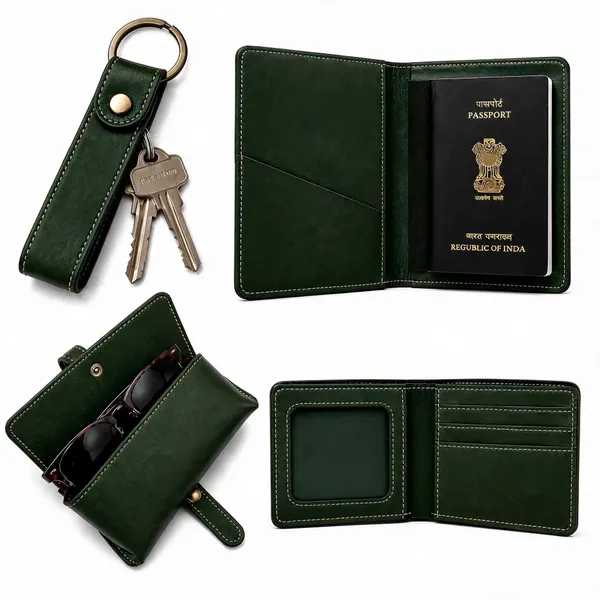 Green_Faux_Leather_Passport_Organizer_Set_For_Men_Pack_Of_4