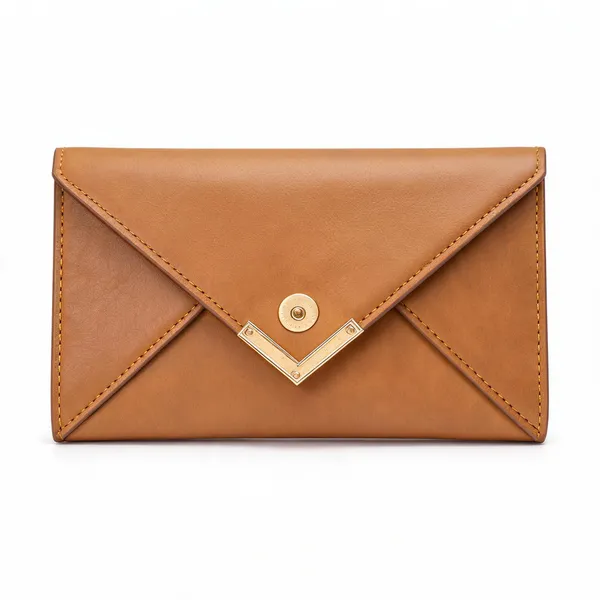Tan_Faux_Leather_Envelope_Wallet_For_Women