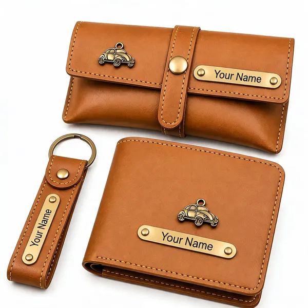 Brown_Faux_Leather_Wallet_And_Keychain_Gift_Set_For_Men_Pack_Of_3