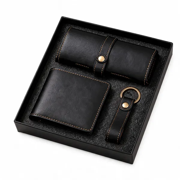 Black_Faux_Leather_Wallet_Belt_And_Keychain_Set_For_Men_Pack_Of_3