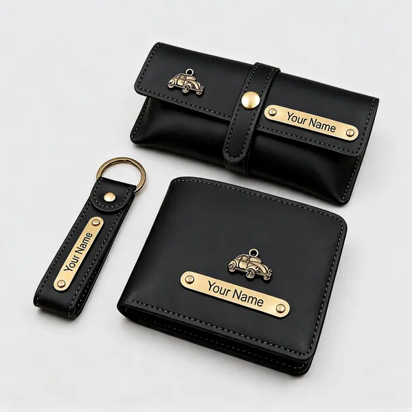 Black_Faux_Leather_Wallet_Keychain_Gift_Set_For_Men_Pack_Of_3