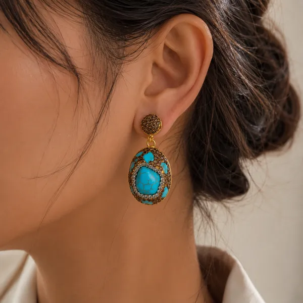 Turquoise_Natural_Stone_Drop_Earring_For_Women