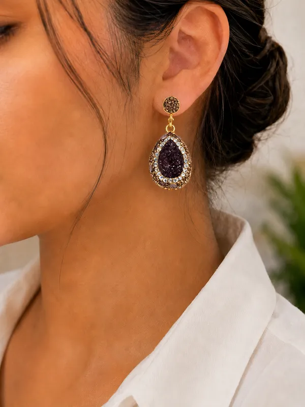 Deep_Plum_Natural_Stone_Earring_Drop_Earring_For_Women