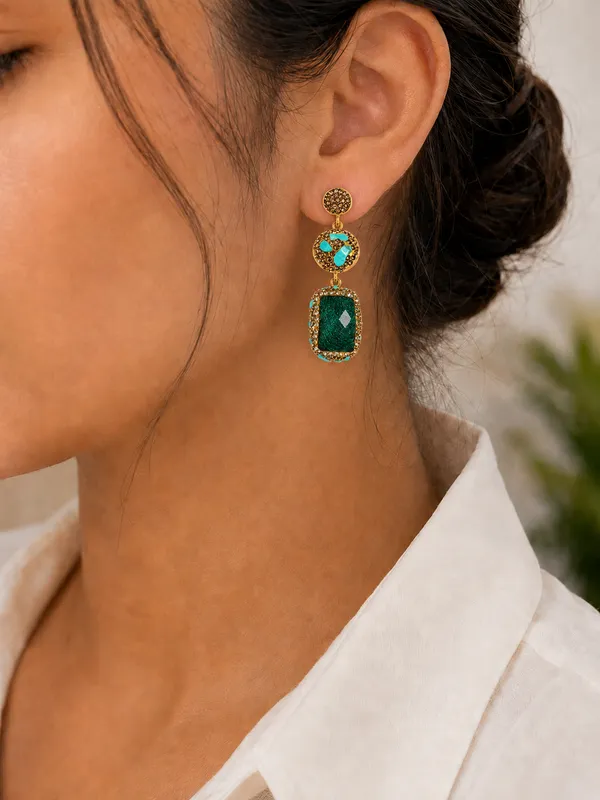 Emerald_Green_Natural_Stone_Drop_Earring_For_Women