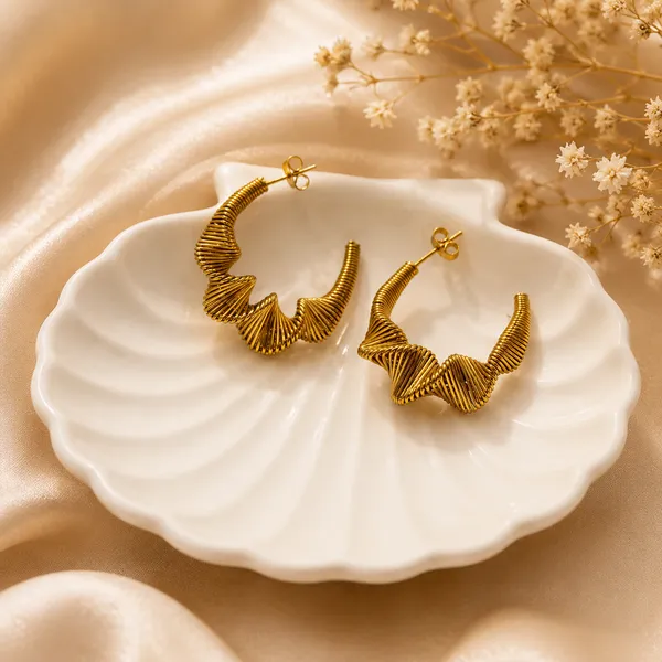 Golden_Stainless_Steel_Auric_Wave_Earring_For_Women
