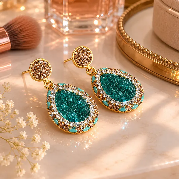 Green_Natural_Stone_Drop_Earring_For_Women