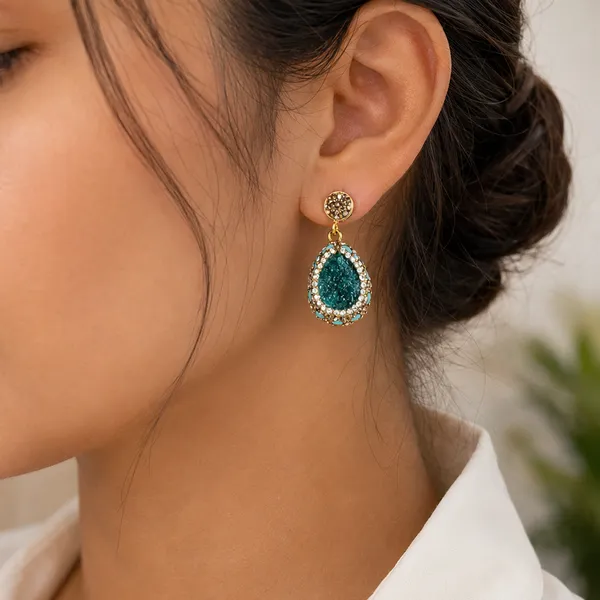 Green_Natural_Stone_Drop_Earring_For_Women