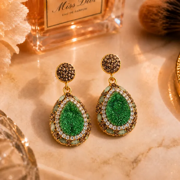 Green_Druzy_Stone_Leaf_Drop_Earring_For_Women