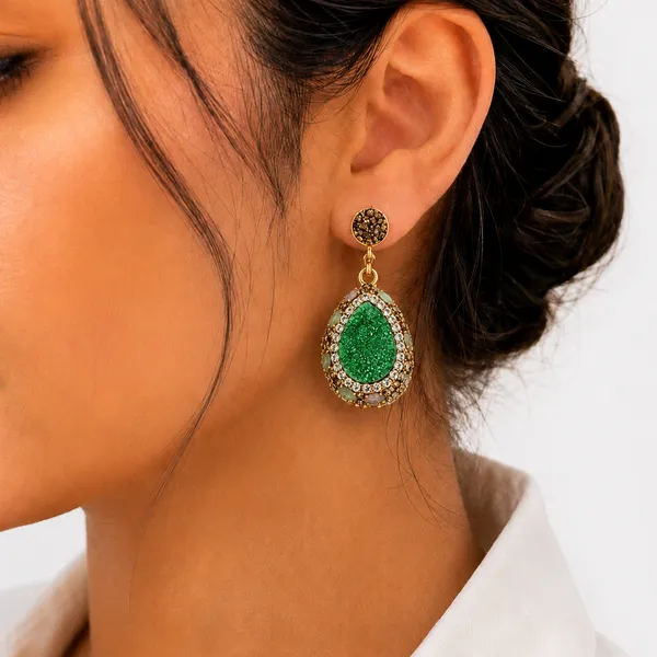 Green_Druzy_Stone_Leaf_Drop_Earring_For_Women