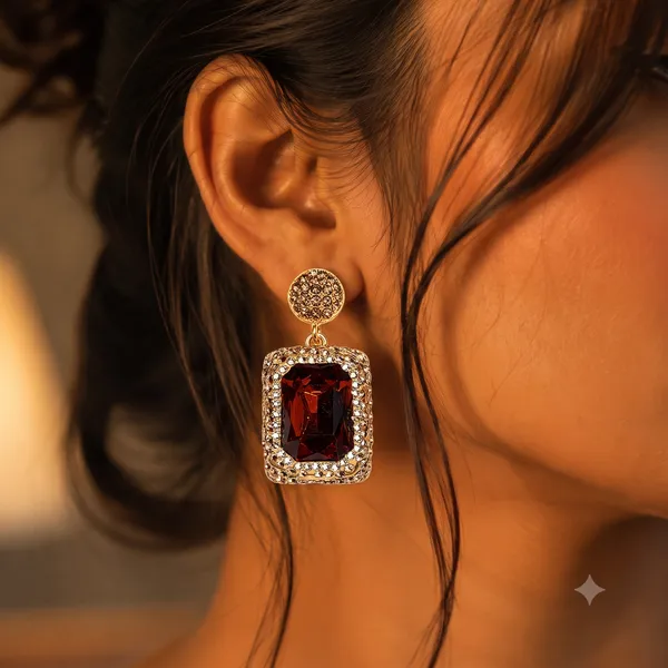 Red_Druzy_Stone_Burgundy_Drop_Earring_For_Women