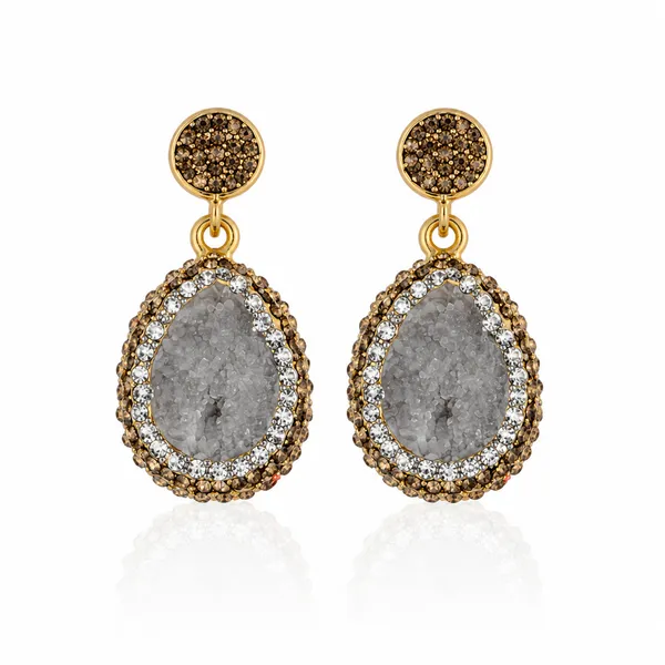 Grey_Druzy_Stone_Drop_Earring_For_Women