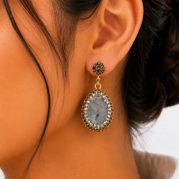 Grey_Druzy_Stone_Drop_Earring_For_Women