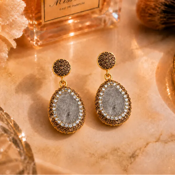 Grey_Druzy_Stone_Drop_Earring_For_Women