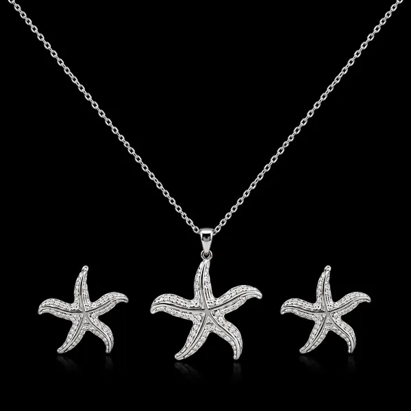 Silver_Stainless_Steel_Starfish_Necklace_Earring_Set_For_Women