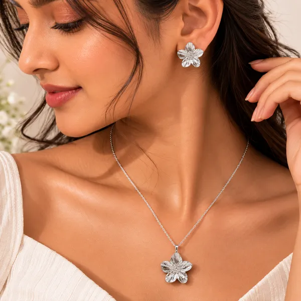 Golden_Stainless_Steel_Flora_Necklace_Earring_Set_For_Women