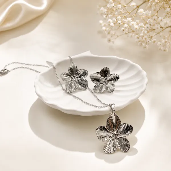 Golden_Stainless_Steel_Flora_Necklace_Earring_Set_For_Women