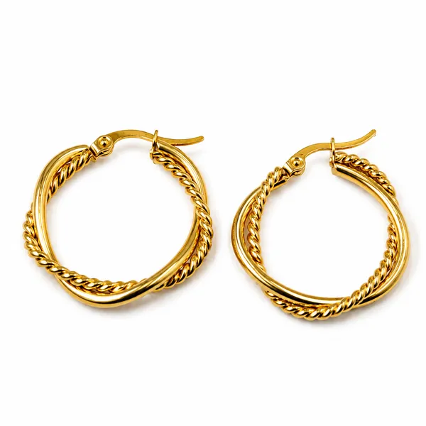 Golden_Stainless_Steel_Twist_Hoop_Earring_For_Women